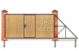 Ворота отделанные деревом 3500×2000 ВЭ-5433